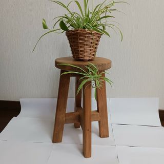 ハンドメイド スツール 高さ41cm 丸椅子 茶 花台 観葉植物 多肉 ハンドメイド スツール 高さ41cm 丸椅子 茶 花台 観葉植物 多肉