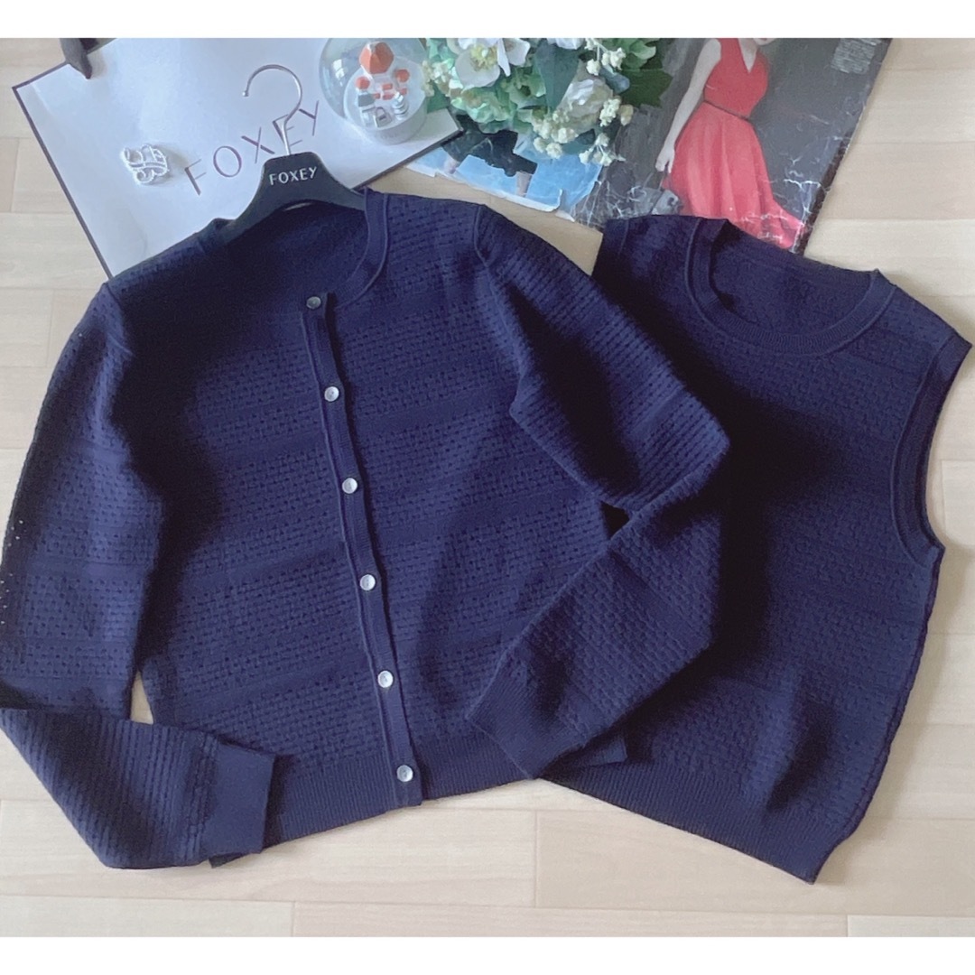 FOXEY - 極美品!FOXEY レース編みアンサンブル 40 Rene foxeyの FOXEY - 極美品!FOXEY レース編みアンサンブル 40 Rene foxeyの