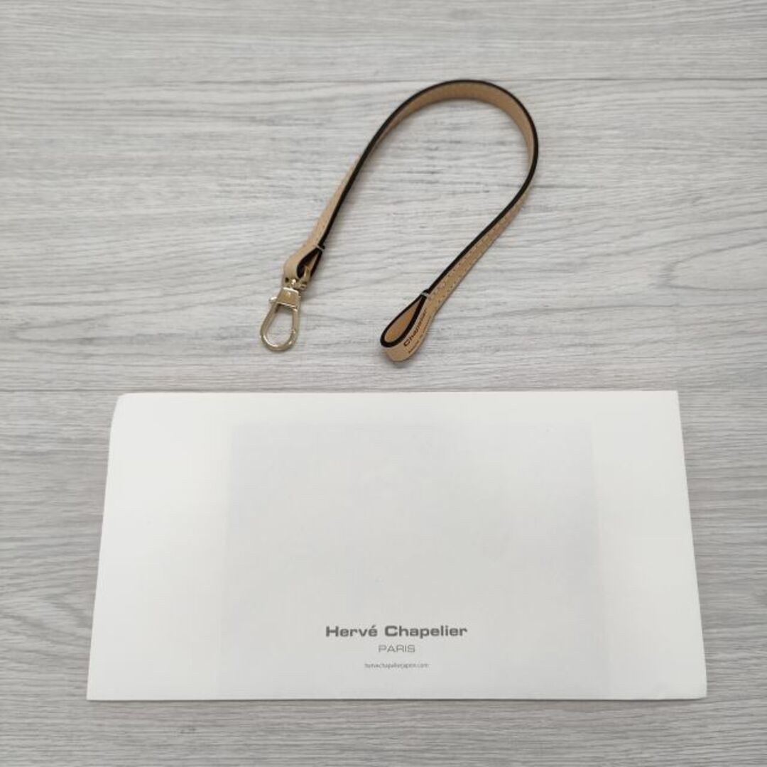 Herve Chapelier - Herve Chapelier 1660L レザーストラップ ナチュラル×ルージュ ストラップ ベージュ レディース エルベ・シャプリエ【中古】4-0811G◎