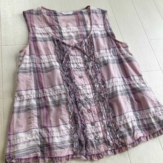 ピンクハウス(PINK HOUSE)のピンクハウス チェック柄 ピコフリル ブラウス(シャツ/ブラウス(半袖/袖なし))
