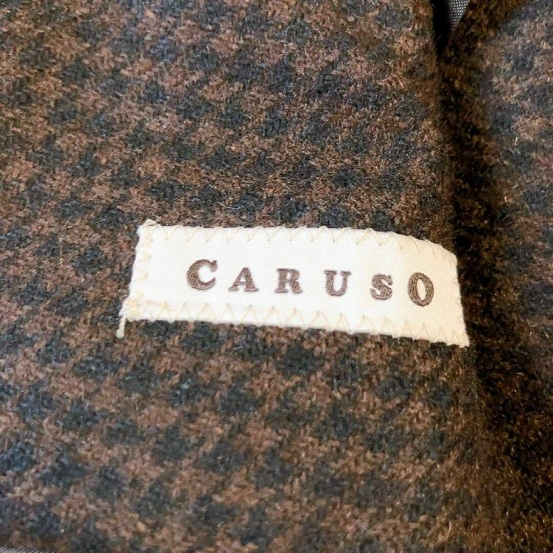 未使用・カシミヤ100%】CARUSO テーラード 千鳥格子柄 ブラウン 50 未使用・カシミヤ100%】CARUSO テーラード 千鳥格子柄 ブラウン 50