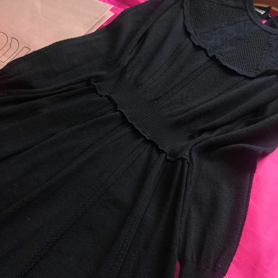 MIU MIU - 【良品】MIU MIU 膝丈ワンピース ブラック 38 ニット MIU MIU - 【良品】MIU MIU 膝丈ワンピース ブラック 38 ニット