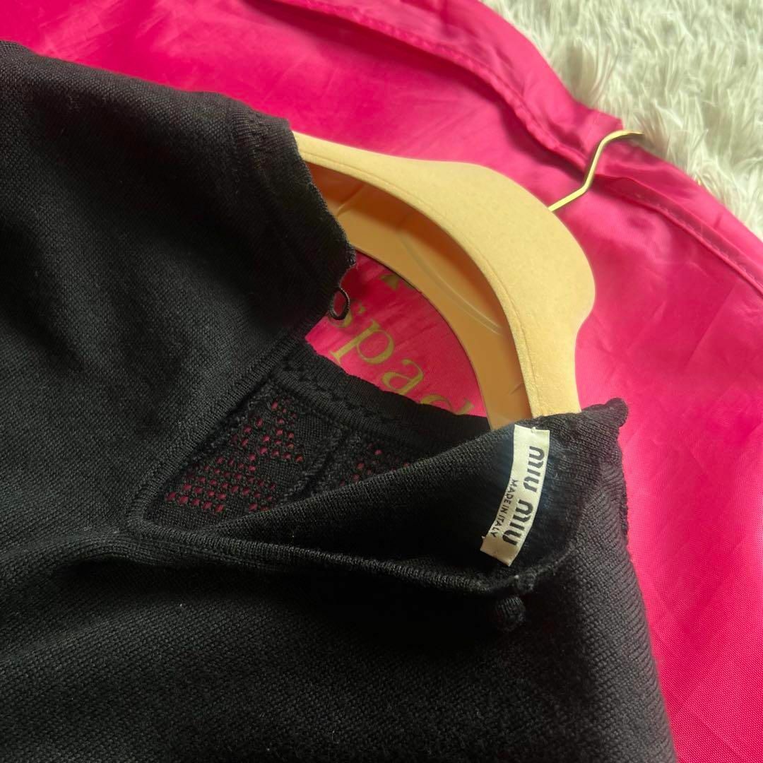 MIU MIU - 【良品】MIU MIU 膝丈ワンピース ブラック 38 ニット MIU MIU - 【良品】MIU MIU 膝丈ワンピース ブラック 38 ニット