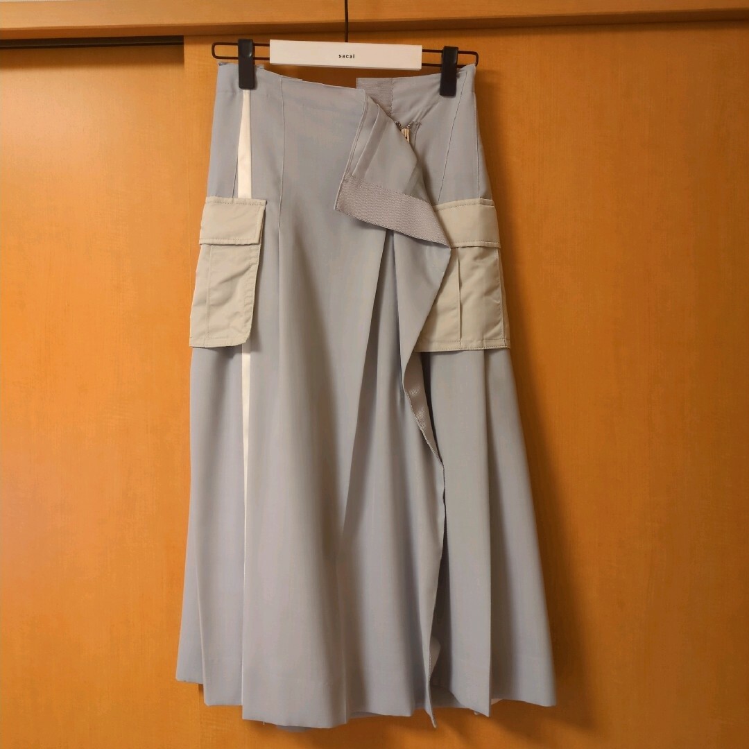 sacai 2022春夏 グレー スーチング ロングスカート スカート sacai 2022春夏 グレー スーチング ロングスカート スカート