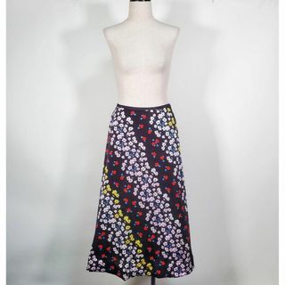 美品 ダーマコレクション レディース ロングスカート 黒 花柄 おしゃれ W64(ノーカラージャケット)