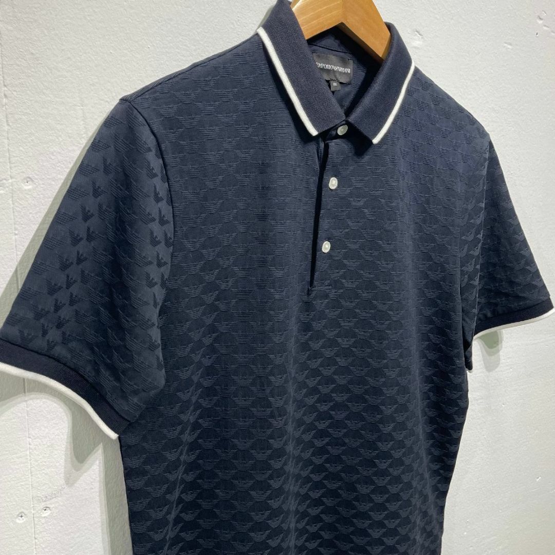 EMPORIO ARMANI ジャガードポロシャツ M ブラック アルマーニ EMPORIO ARMANI ジャガードポロシャツ M ブラック アルマーニ