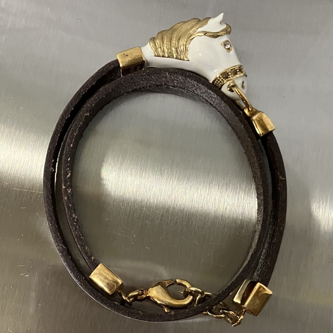 美品 POLINA ポリーナ ホース 馬 レザー ブレスレット 美品 POLINA ポリーナ ホース 馬 レザー ブレスレット
