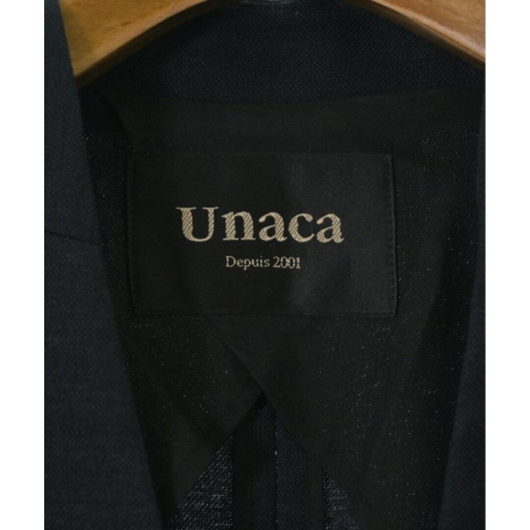 Unaca - Unaca アナカ ノーカラージャケット 38(M位) 紺 【古着