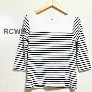 ロデオクラウンズワイドボウル(RODEO CROWNS WIDE BOWL)のRCWB　カットソー　七分袖　ボーダー　白　ネイビー　サイドスリット(カットソー(長袖/七分))