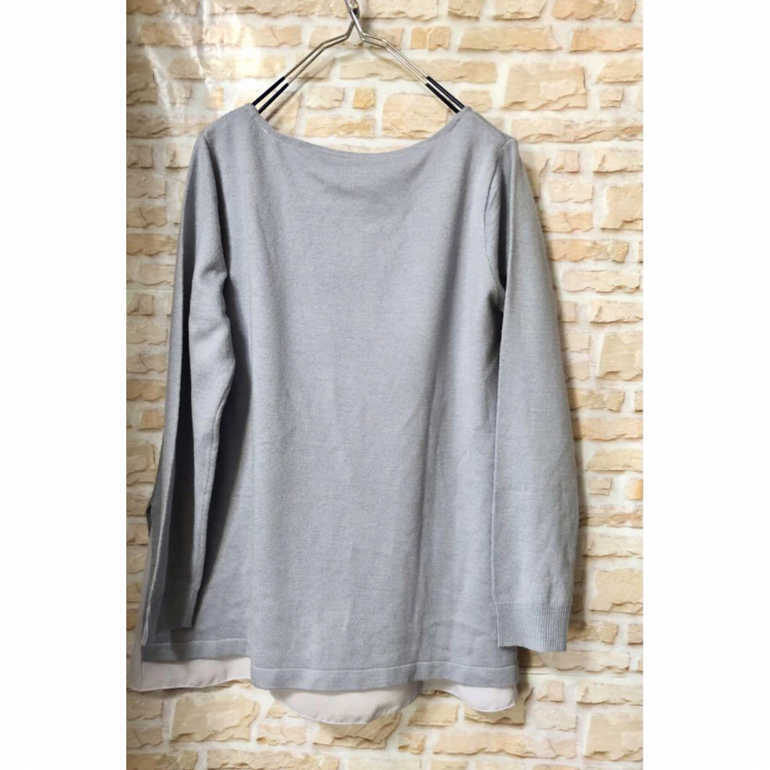 IMAGE(イマージュ)のイマージュ シンプル ニットソー ラベンダー 裾 切替 シースルー 値下げ レディースのトップス(ニット/セーター)の商品写真