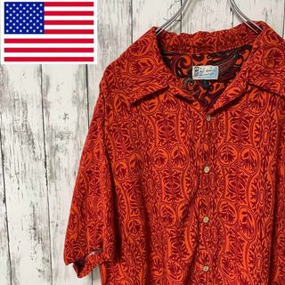 BC Ethic USA古着 総柄シャツ ペイズリー柄USA製 半袖開襟Lメンズ(シャツ)