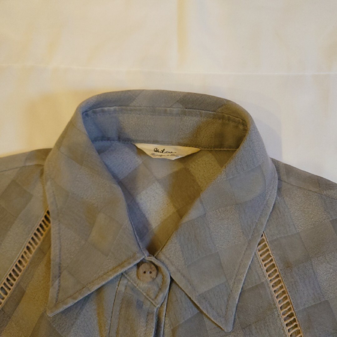 【レトロ古着美品】Philone 5分袖 ブラウス レースシャツ レディースのトップス(シャツ/ブラウス(長袖/七分))の商品写真