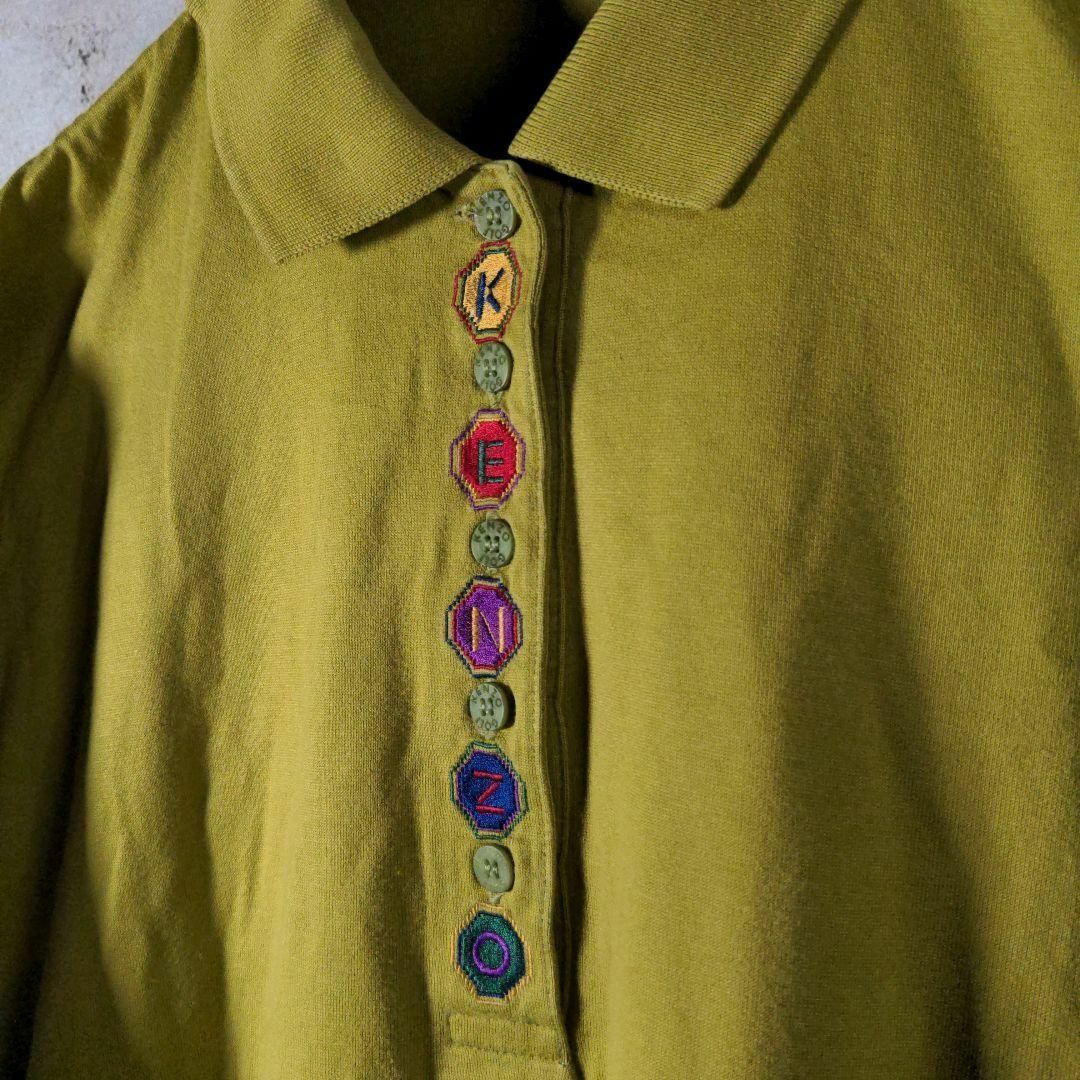 90s KENZO ポロシャツ チロリアン 刺繍 レトロ ビンテージ オリーブ 90s KENZO ポロシャツ チロリアン 刺繍 レトロ ビンテージ オリーブ