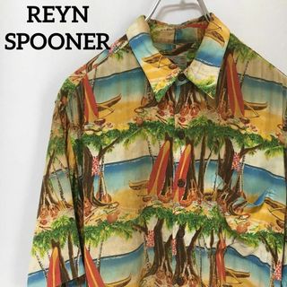 レインスプーナー(Reyn Spooner)の80s REYN SPOONER ハワイ製 アロハシャツ レトロ総柄半袖Mメンズ(シャツ)