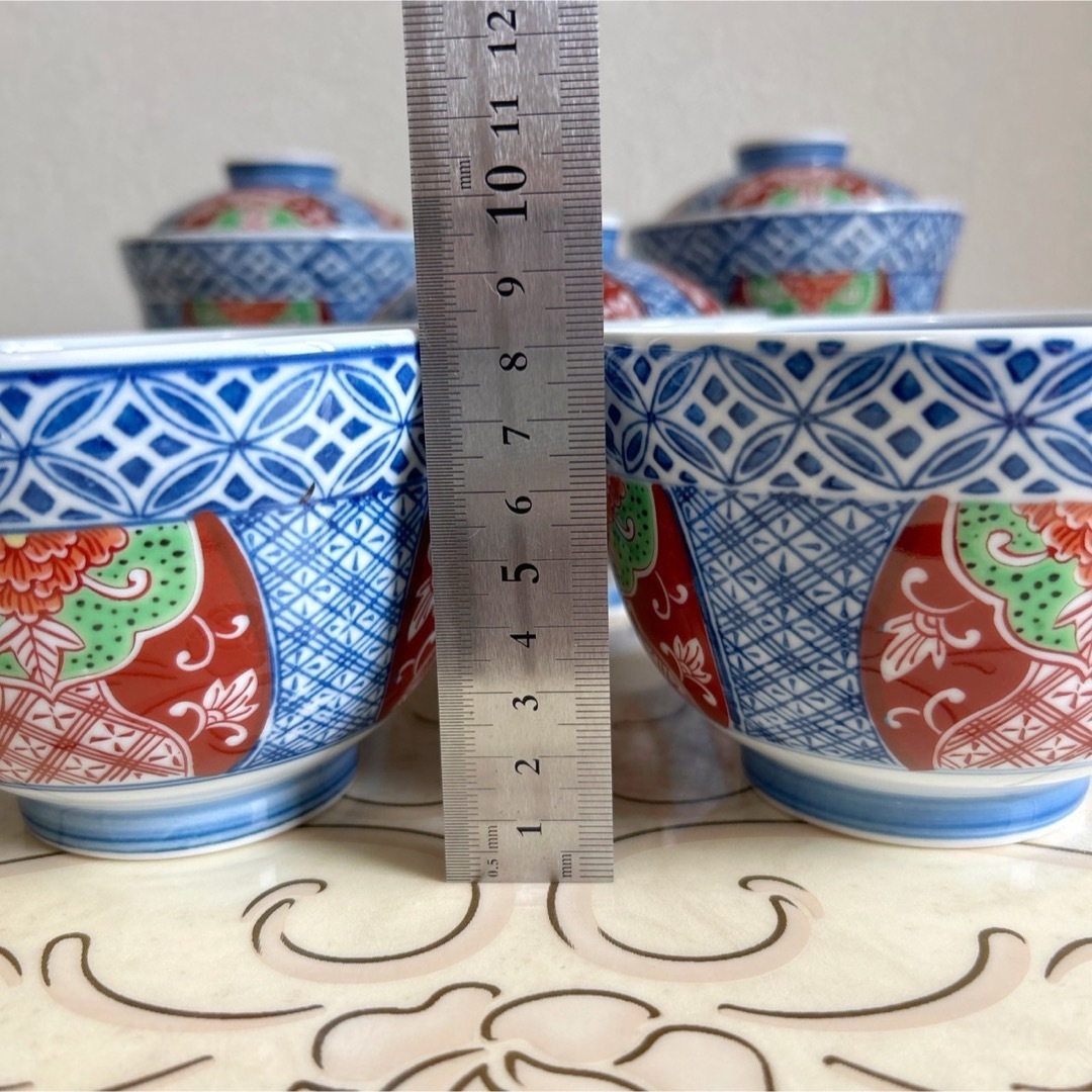 有田焼 - 有田焼 鶴松作 染錦 赤絵 蓋付き丼ぶり揃 5客セット 有田焼 - 有田焼 鶴松作 染錦 赤絵 蓋付き丼ぶり揃 5客セット