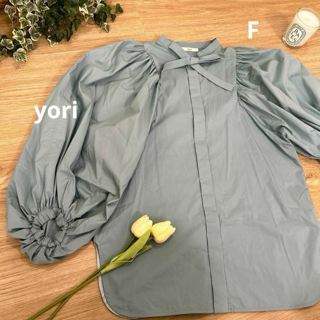 yoriヨリ リボンパフスリーブブラウス Fフリーサイズ 長袖 yoriヨリ リボンパフスリーブブラウス Fフリーサイズ 長袖