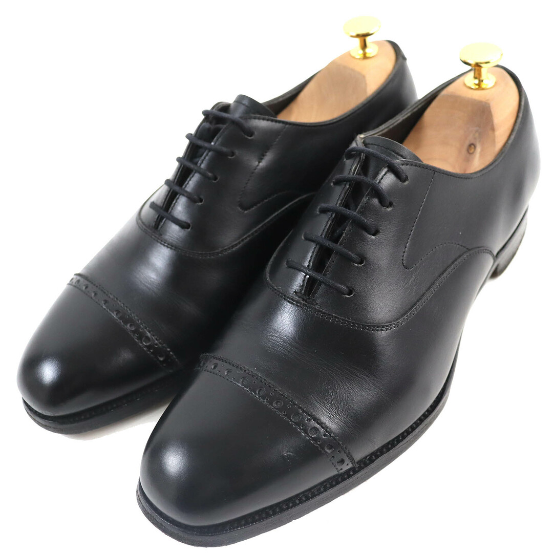 EDWARD GREEN - 美品△EDWARD GREEN エドワードグリーン E606ラスト バークレー パンチドキャップトゥ レースアップ レザーシューズ ブラック 7 イングランド製 メンズ