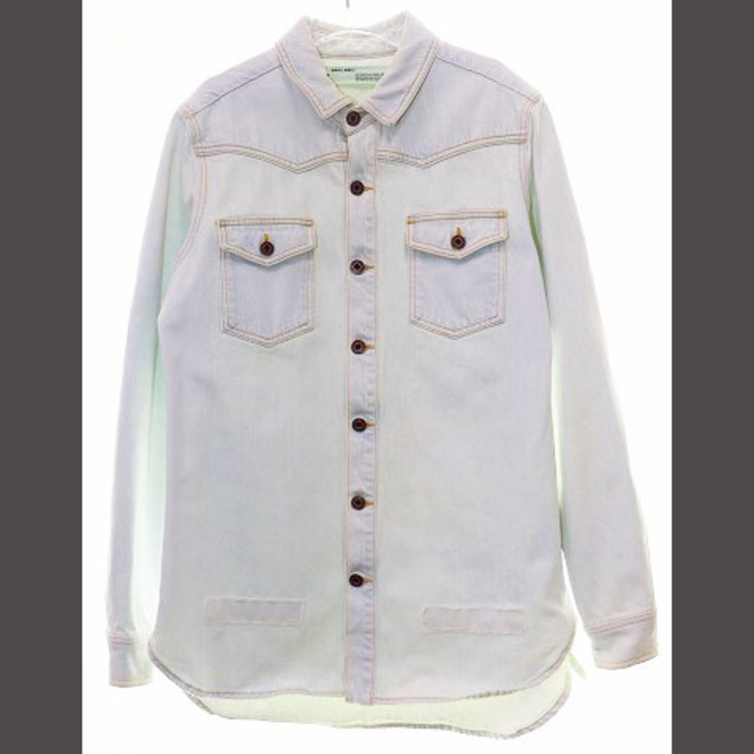 オフホワイト OFF WHITE 17AW S ダメージ デニム 肉厚 シャツ オフホワイト OFF WHITE 17AW S ダメージ デニム 肉厚 シャツ