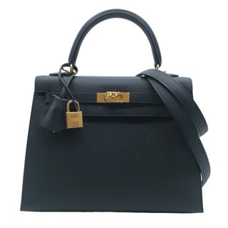エルメス(HERMES)の　エルメス HERMES ケリー25 外縫い B刻 ブラック ゴールド金具 エプソン レディース ショルダーバッグ(ショルダーバッグ)