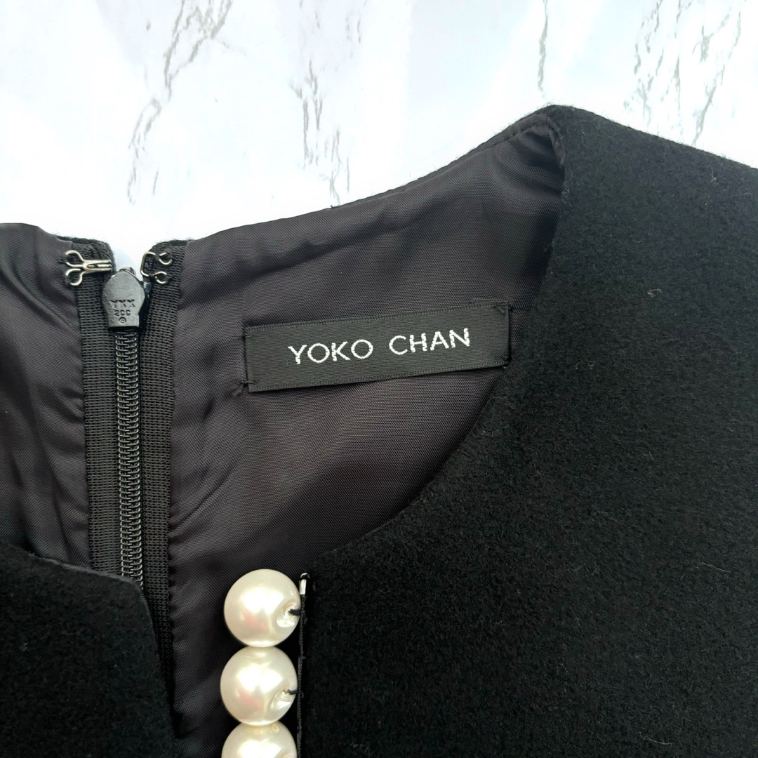 超美品】YOKOCHAN ワンピース38 毛 パール ノースリーブ M 超美品】YOKOCHAN ワンピース38 毛 パール ノースリーブ M
