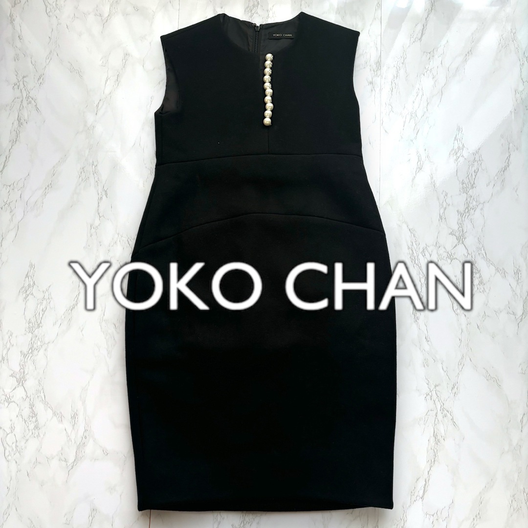 超美品】YOKOCHAN ワンピース38 毛 パール ノースリーブ M 超美品】YOKOCHAN ワンピース38 毛 パール ノースリーブ M