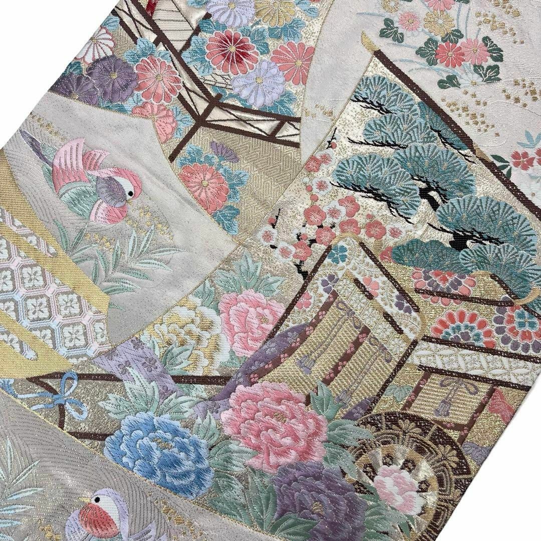 袋帯 九百錦 花鳥華飛鶴 本金二重箔 金糸 O-4032 袋帯 九百錦 花鳥華飛鶴 本金二重箔 金糸 O-4032