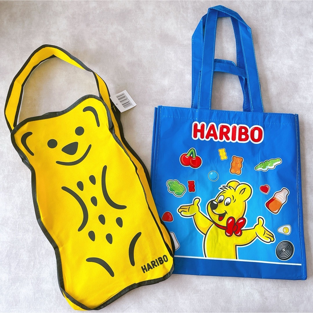 HARIBO【日本未販売】エコバッグ2点セット ゴールドベア 黄×青の HARIBO【日本未販売】エコバッグ2点セット ゴールドベア 黄×青の