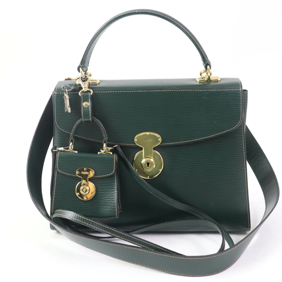 GOLD PFEIL - 美品☆GOLD PFEIL ゴールドファイル ハンドメイド ミニバッグ付 2WAY レザー ショルダーバッグ ハンドバッグ グリーン レディース