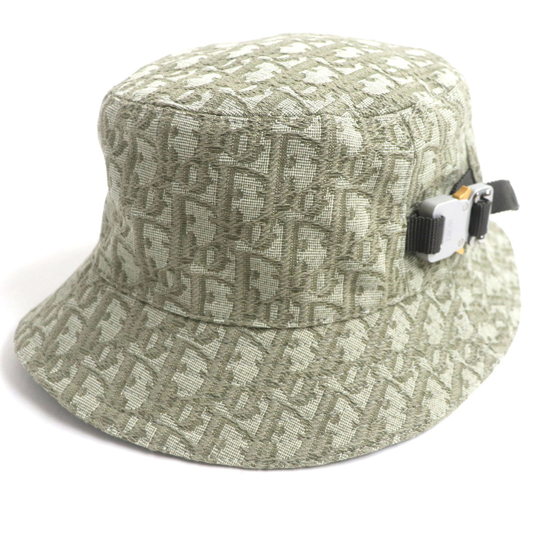DIOR HOMME - 未使用品▼DIOR ディオール オム 293C906J5763 オブリーク コットン ポリエステル 総柄 ローラー付き ジャガード 帽子 バケットハット グリーン S イタリア製 正規品 メンズ