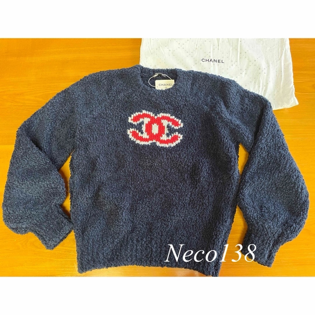 CHANEL - CHANELシャネルニットセーター38未使用ネイビーの通販 CHANEL - CHANELシャネルニットセーター38未使用ネイビーの通販
