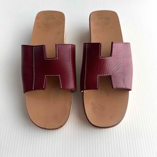 HERMES - エルメス ケブラール 厚底 ウッドサンダル Hロゴ HERMES - エルメス ケブラール 厚底 ウッドサンダル Hロゴ