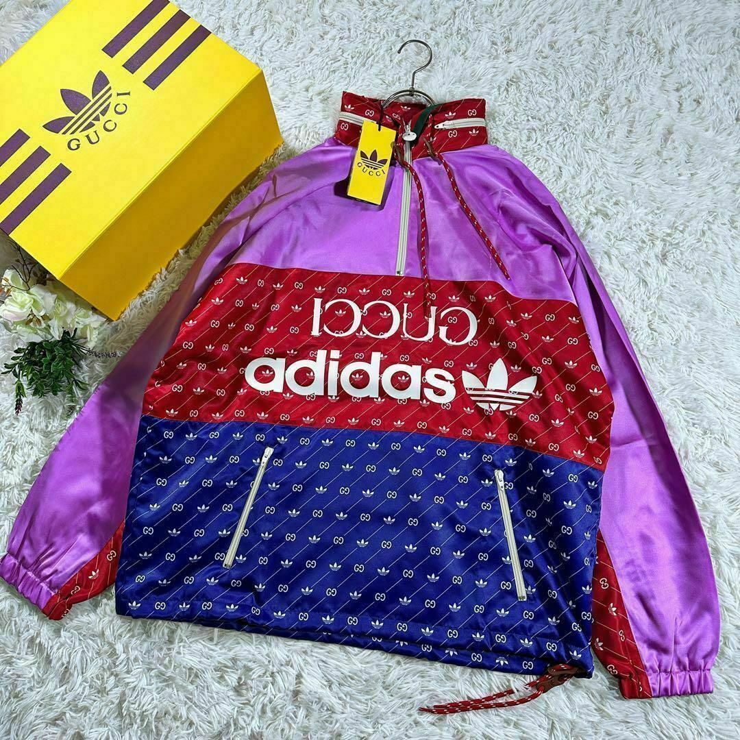 GUCCI - GUCCI adidas ナイロンジャケット Lサイズ GG柄 新品 GUCCI - GUCCI adidas ナイロンジャケット Lサイズ GG柄 新品