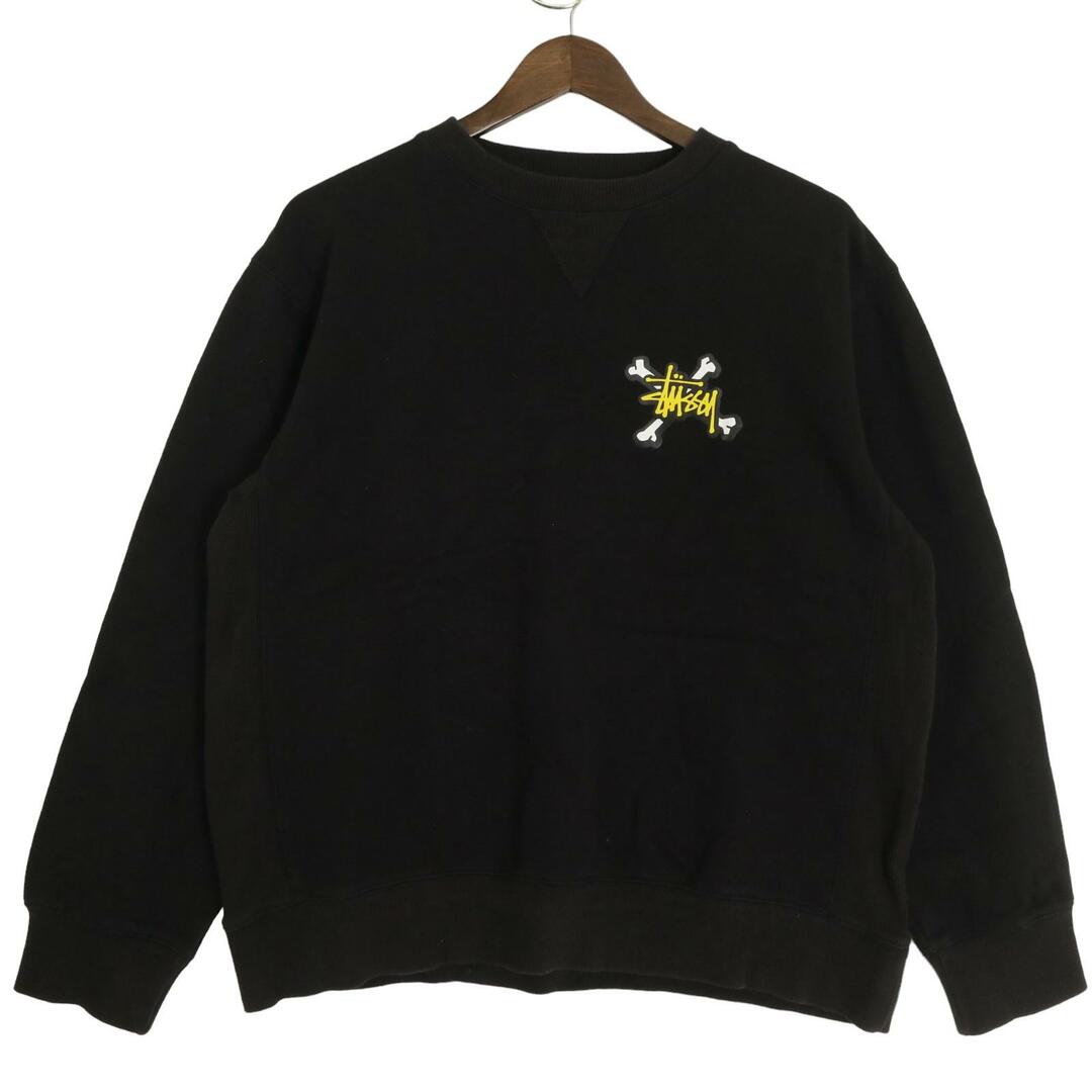 STUSSY - ステューシー 90S ブラック コットン トレーナー Lの STUSSY - ステューシー 90S ブラック コットン トレーナー Lの