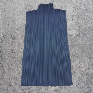 イッセイミヤケ(ISSEY MIYAKE)のISSEY MIYAKE ブラウス ノースリーブ プリーツ レディース 青(シャツ/ブラウス(半袖/袖なし))