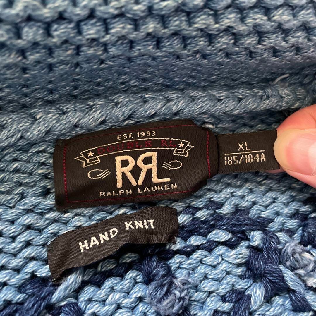 RRL - RRL 希少XLサイズ カウチンニット ヨット マリン柄 水色 RRL - RRL 希少XLサイズ カウチンニット ヨット マリン柄 水色