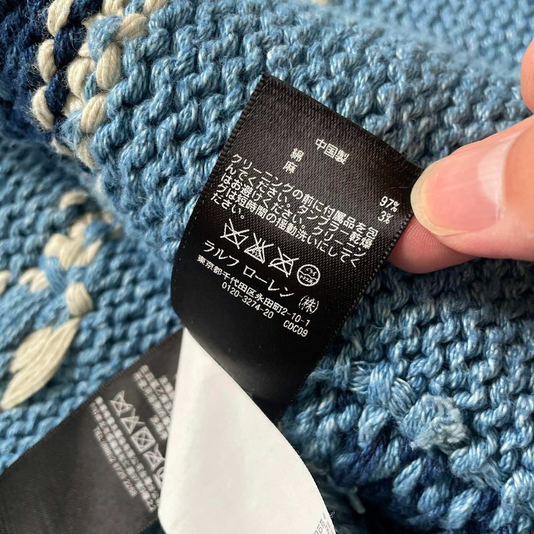 RRL - RRL 希少XLサイズ カウチンニット ヨット マリン柄 水色 RRL - RRL 希少XLサイズ カウチンニット ヨット マリン柄 水色