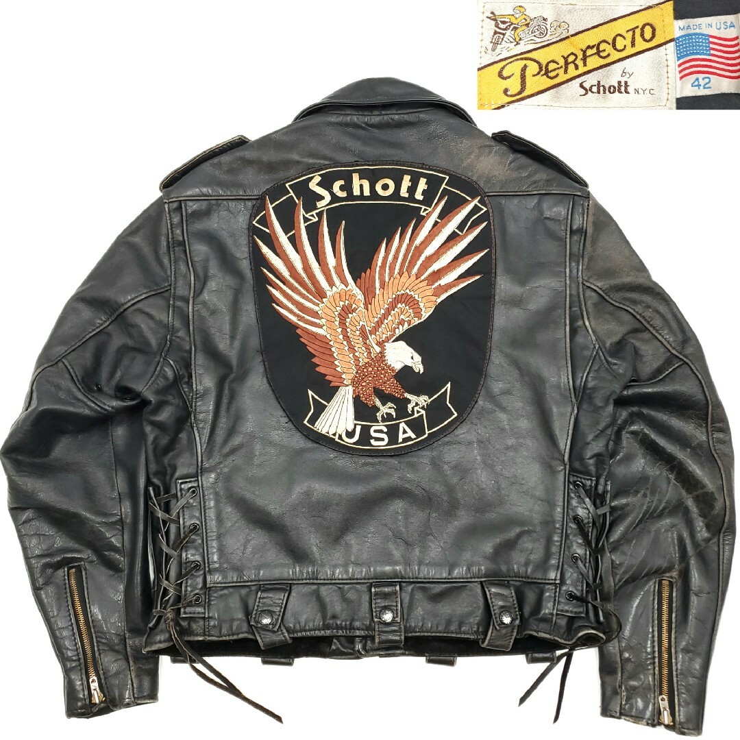 schott - 廃番#119◇Schott◇42レザーライダースジャケット黒 schott - 廃番#119◇Schott◇42レザーライダースジャケット黒