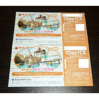 東京サマーランド 株主優待 春秋限定 ご招待券 1Dayパス 2枚(遊園地/テーマパーク)