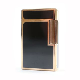 デュポン(DUPONT)の外装良品★Dupont デュポン ライン1 ラッカー ロング ローラー式 ガス ライター ブラック ゴールド フランス製 メンズ 着火不可(タバコグッズ)
