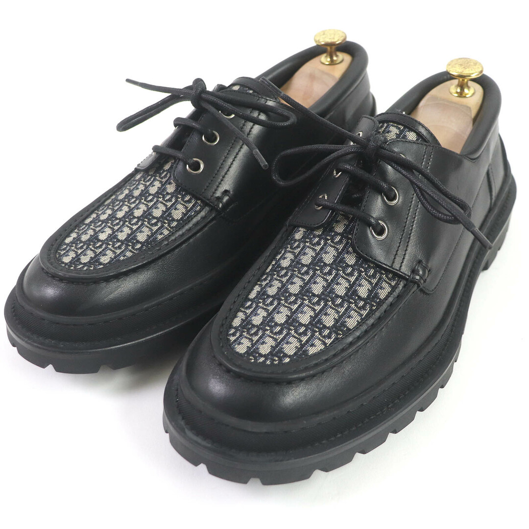 DIOR HOMME - 美品□DIOR ディオール オム 3DE318KD916140 オブリーク ボート スエード レザーシューズ ブラック 42.5 イタリア製 メンズオススメ