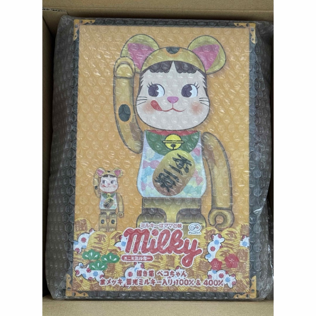 BE@RBRICK 招き猫 ペコちゃん 金メッキ 蓄光 カッコイイ 100% & 400% BE@RBRICK 招き猫 ペコちゃん 金メッキ 蓄光 カッコイイ 100% & 400%