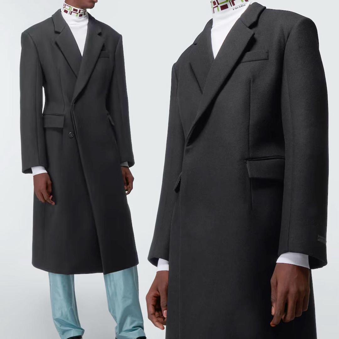 PRADA - prada チェスターコート 22aw 2022 ブラック アウター PRADA - prada チェスターコート 22aw 2022 ブラック アウター