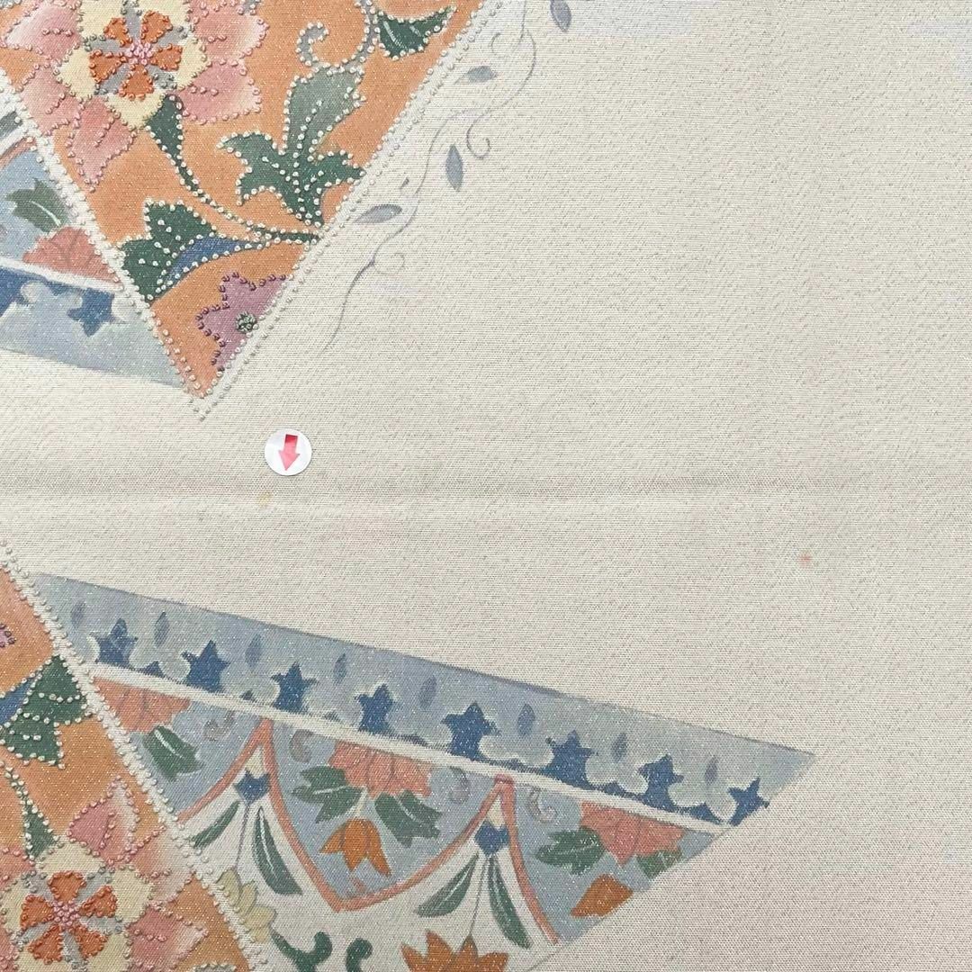 袋帯 相良刺繍 美しい花模様 乳白色 O-4050 袋帯 相良刺繍 美しい花模様 乳白色 O-4050
