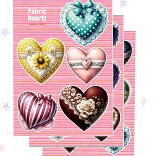 コラージュシート　Fabric Hearts(その他)