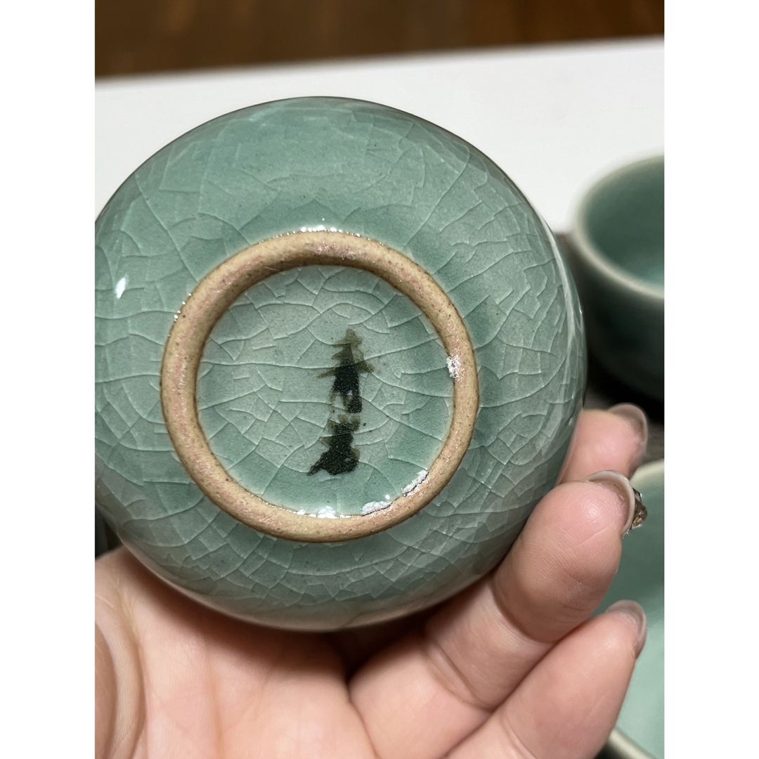 青岩 鶴絵 高麗青磁 象嵌 茶器セット煎茶器 盃 湯呑 急須 の通販 青岩 鶴絵 高麗青磁 象嵌 茶器セット煎茶器 盃 湯呑 急須 の通販