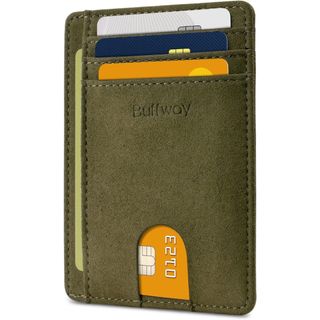 Buffway スリムウォレット 薄型 財布 カードホルダー グリーン 3(名刺入れ/定期入れ)