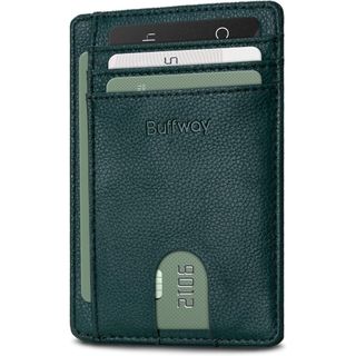 Buffway スリムウォレット 薄型 財布 カードホルダー グリーン 5(名刺入れ/定期入れ)