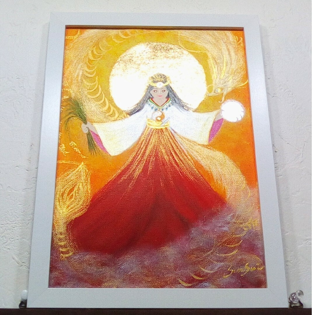 専用 開運神仏絵画*天照大御神赤富士と金龍 アマテラス陰陽金箔太陽 専用 開運神仏絵画*天照大御神赤富士と金龍 アマテラス陰陽金箔太陽