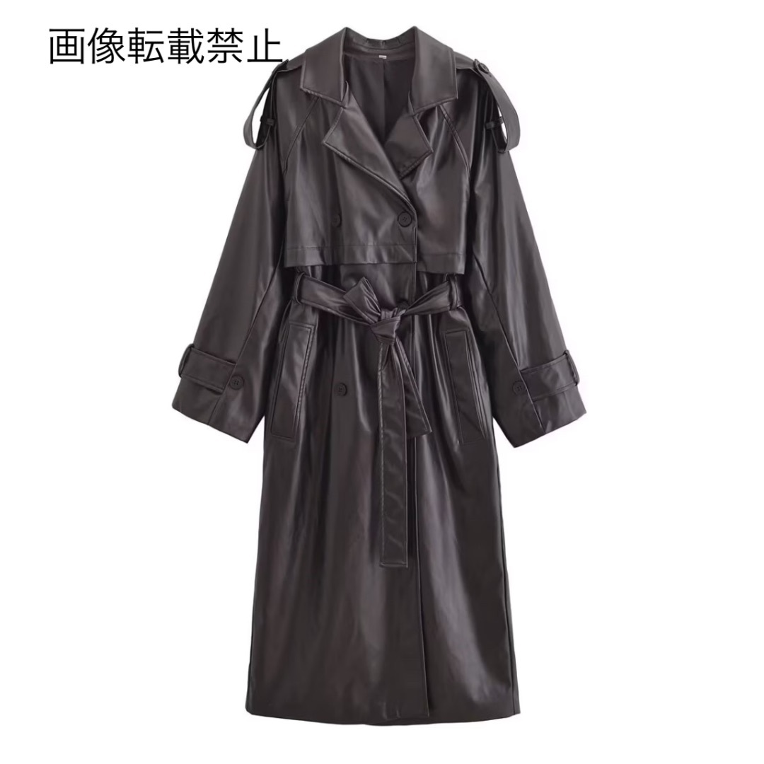 8月新作14988◆フェイクレザー PU ロングコート
