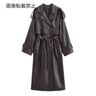 🧊8月新作🧊14988◆フェイクレザー PU ロングコート(ロングコート)